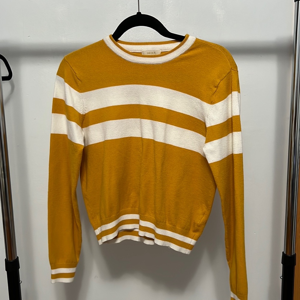 Thin yellow (mustard color) striped sweater